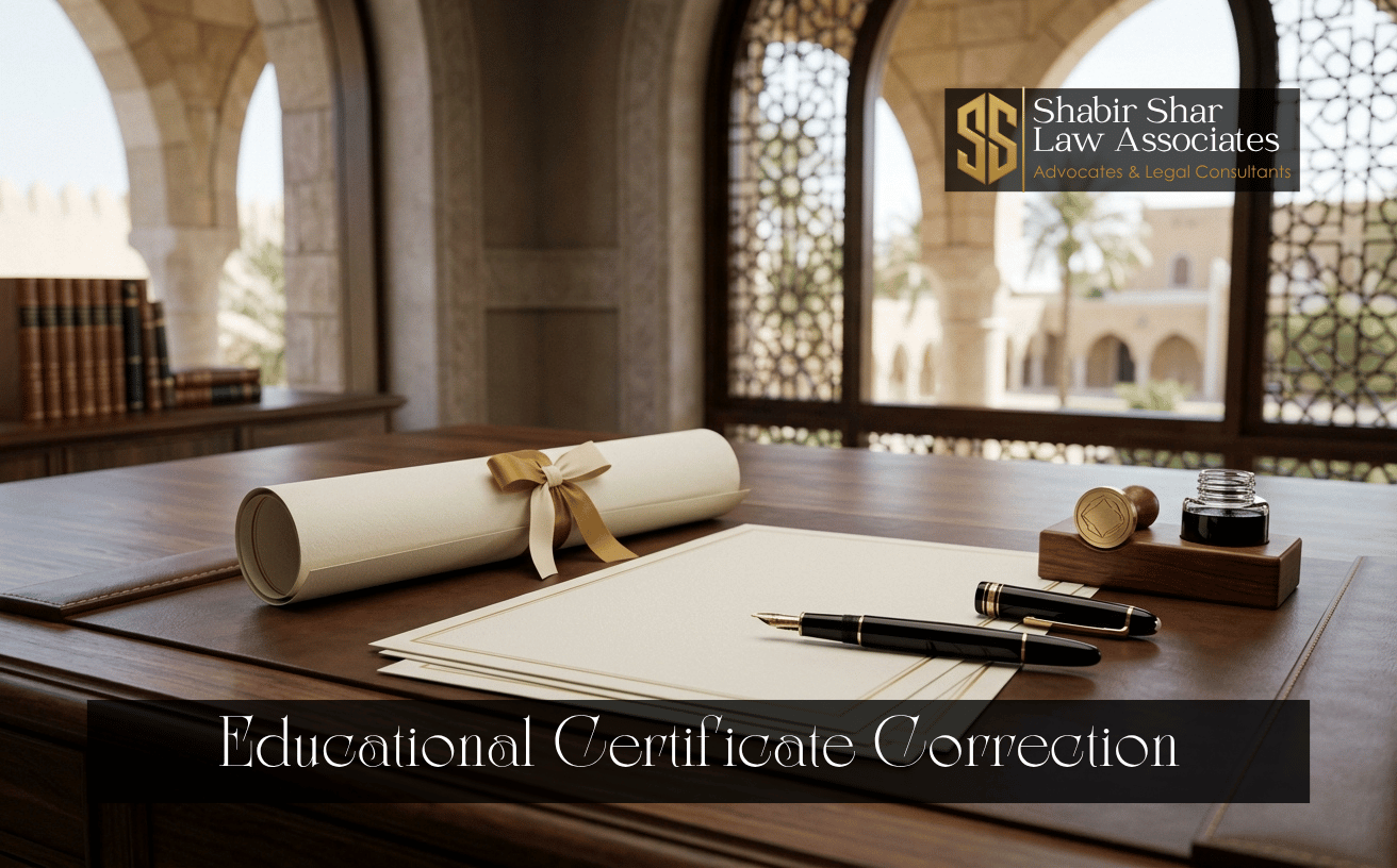 Academic certificate and verification documents representing educational record correction