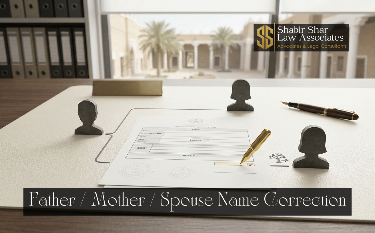 Identity record and family profiles representing correction of parent or spouse name details