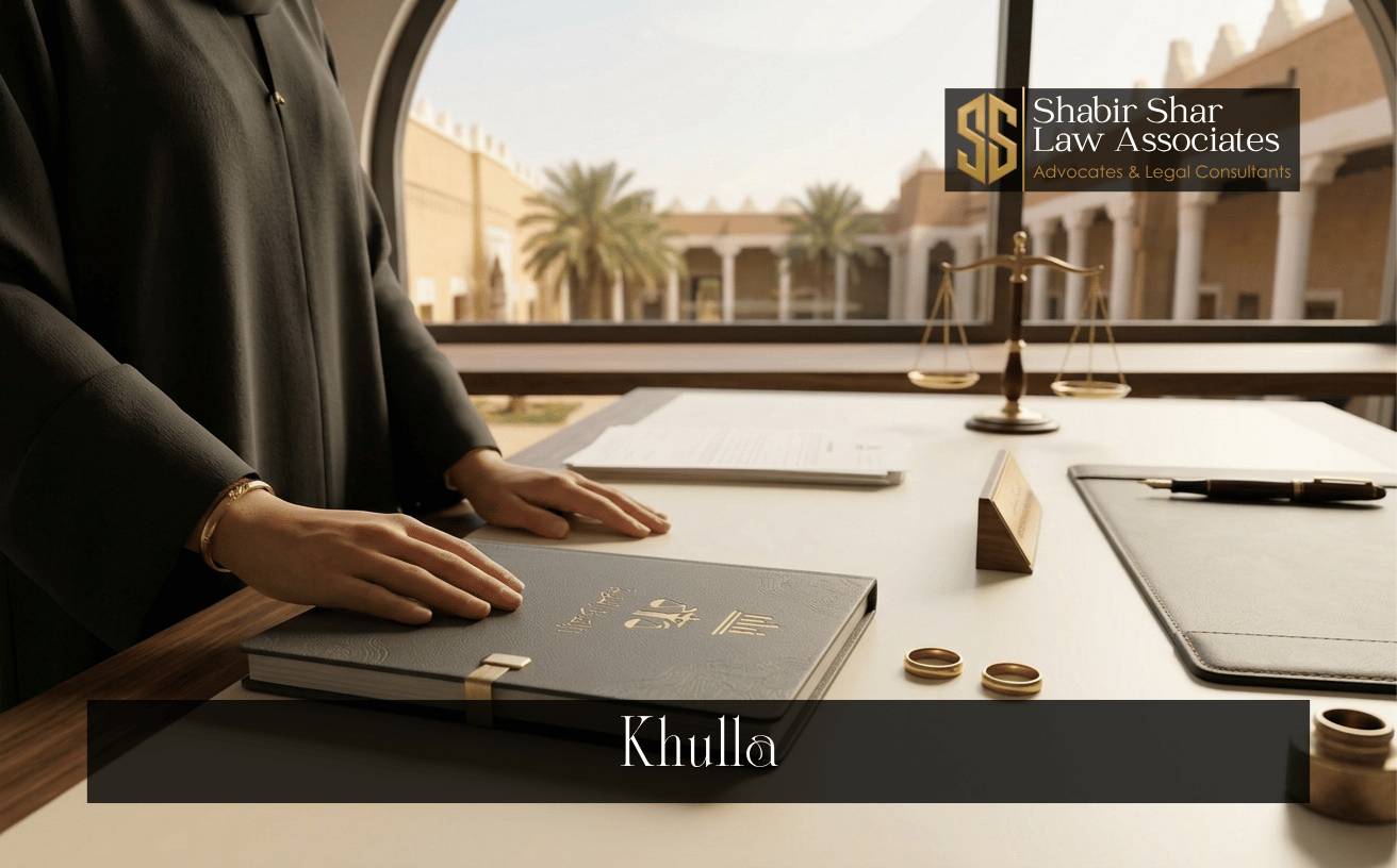 Legal consultation setting with separated wedding rings representing khula proceedings in Karachi