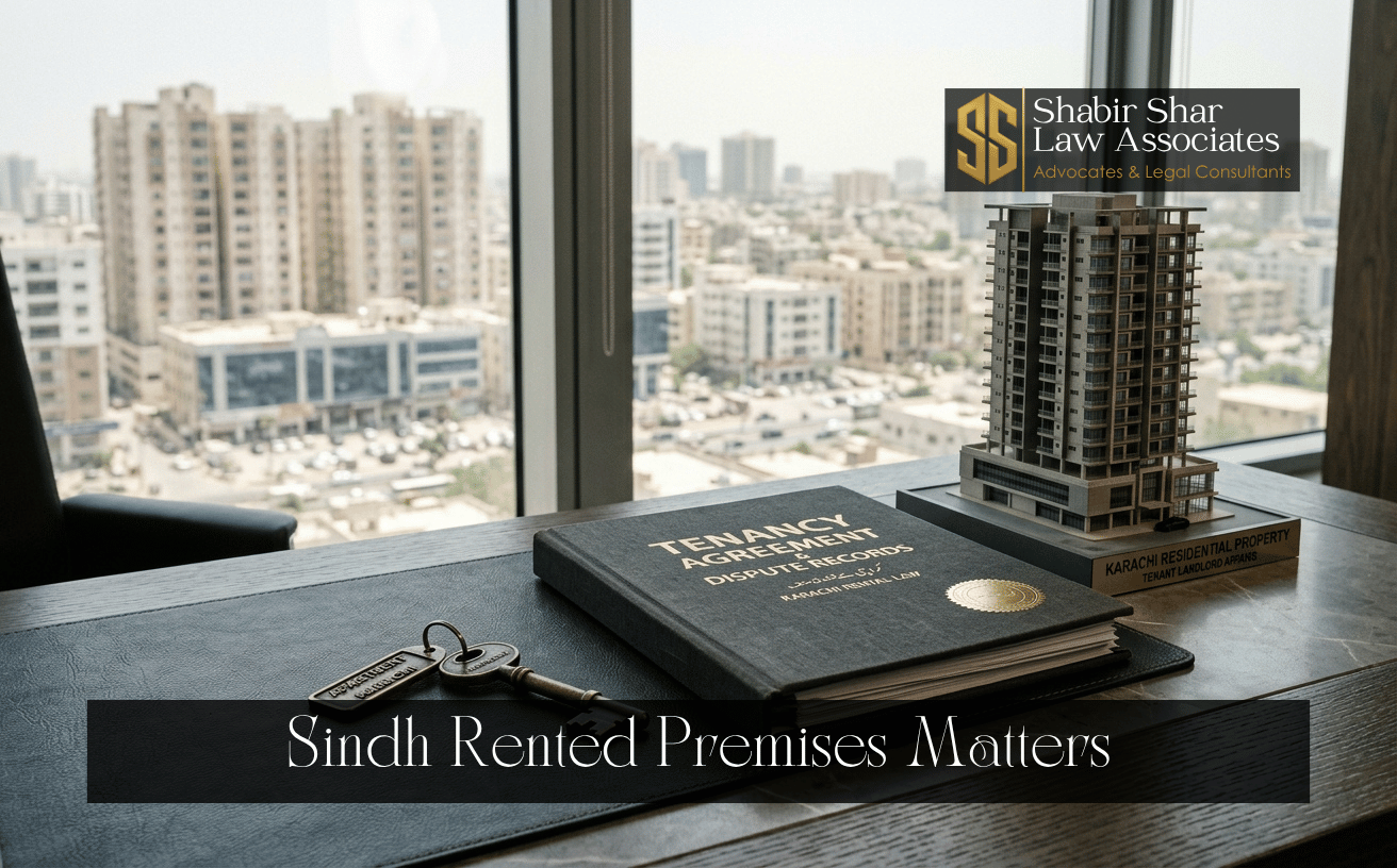 Property key, tenancy file and building model representing rented premises disputes in Karachi