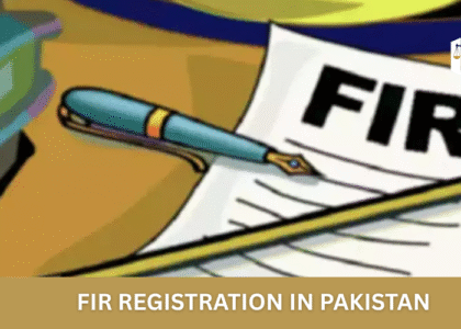 Police officer registering FIR report under Pakistani law with complainant present